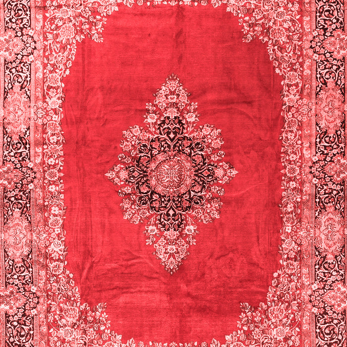 Machine Washable Medallion Red Traditional Rug, wshtr4084red