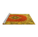 Sideview of Machine Washable Medallion Yellow Traditional Rug, wshtr4084yw