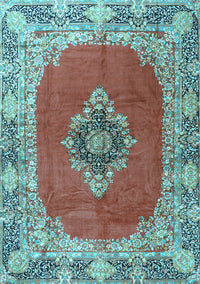 Medallion Light Blue Traditional Rug, tr4084lblu