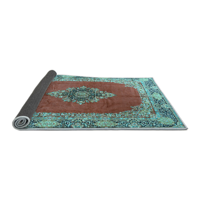 Sideview of Medallion Light Blue Traditional Rug, tr4084lblu