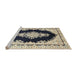 Sideview of Machine Washable Traditional Khaki Gold Rug, wshtr4085