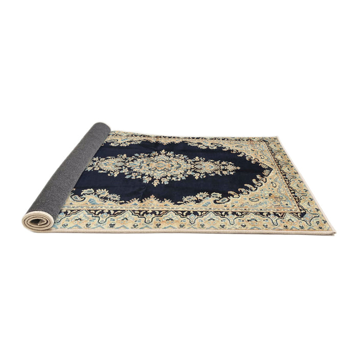 Sideview of Traditional Khaki Gold Medallion Rug, tr4085