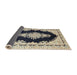 Sideview of Traditional Khaki Gold Medallion Rug, tr4085