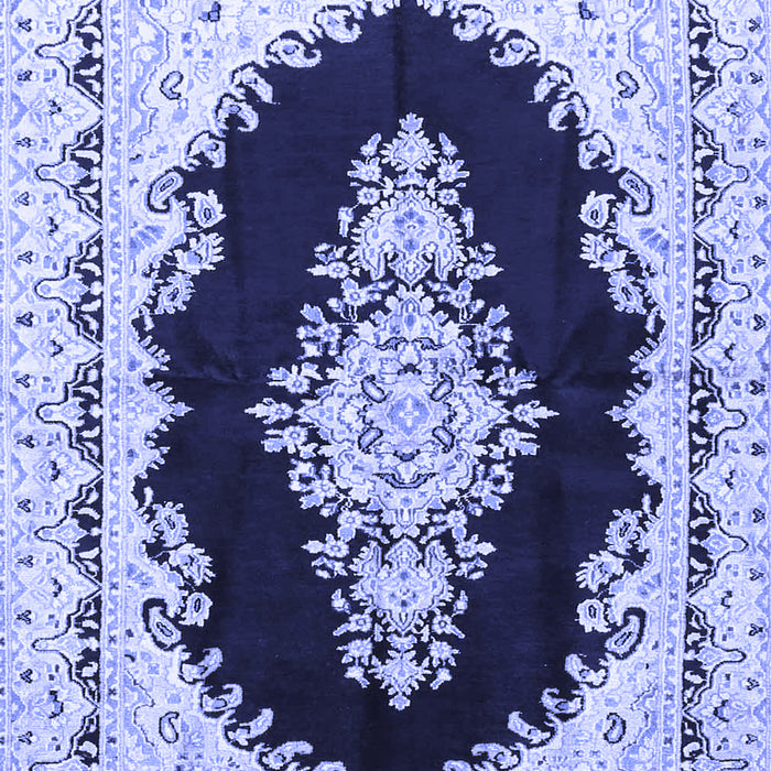 Machine Washable Medallion Blue Traditional Rug, wshtr4085blu