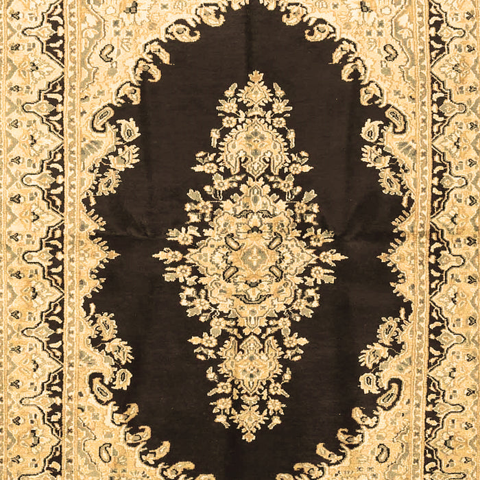 Machine Washable Medallion Brown Traditional Rug, wshtr4085brn