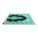 Sideview of Machine Washable Medallion Turquoise Traditional Area Rugs, wshtr4085turq