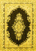 Machine Washable Medallion Yellow Traditional Rug, wshtr4085yw