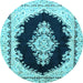 Round Medallion Light Blue Traditional Rug, tr4085lblu