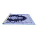 Sideview of Machine Washable Medallion Blue Traditional Rug, wshtr4085blu