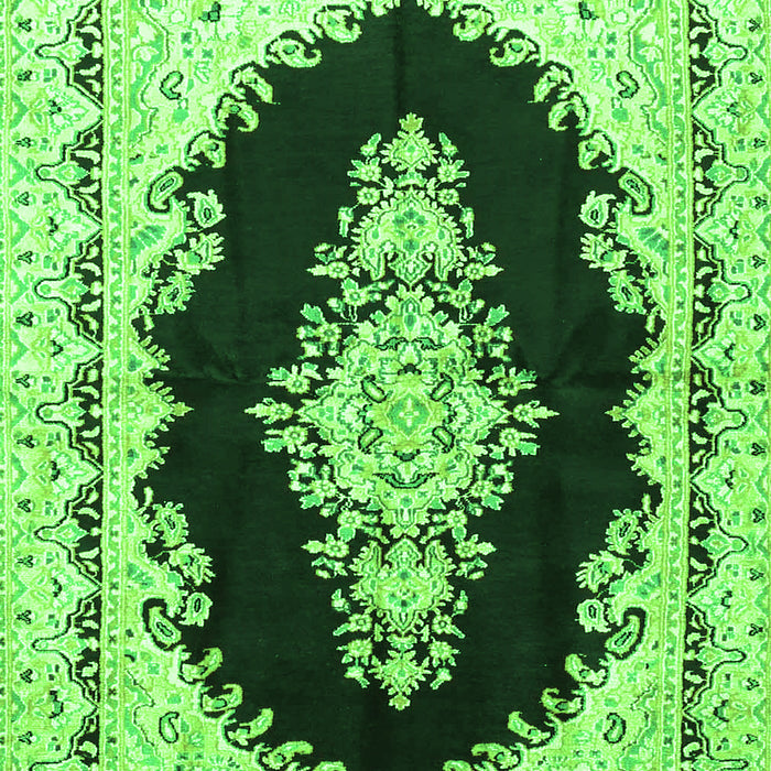 Serging Thickness of Machine Washable Medallion Green Traditional Area Rugs, wshtr4085grn