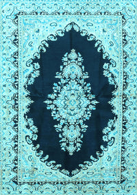 Medallion Light Blue Traditional Rug, tr4085lblu