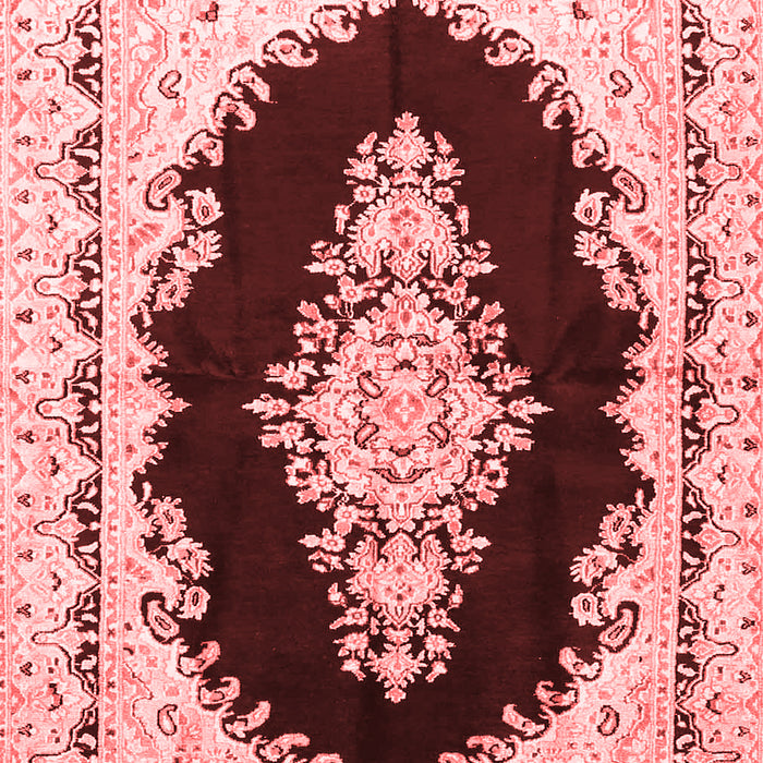 Machine Washable Medallion Red Traditional Rug, wshtr4085red