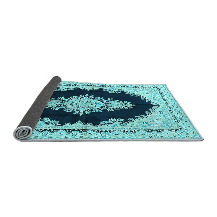 Sideview of Medallion Light Blue Traditional Rug, tr4085lblu