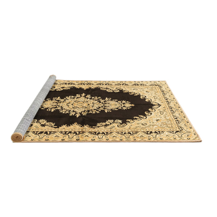 Sideview of Machine Washable Medallion Brown Traditional Rug, wshtr4085brn