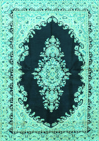 Medallion Turquoise Traditional Rug, tr4085turq