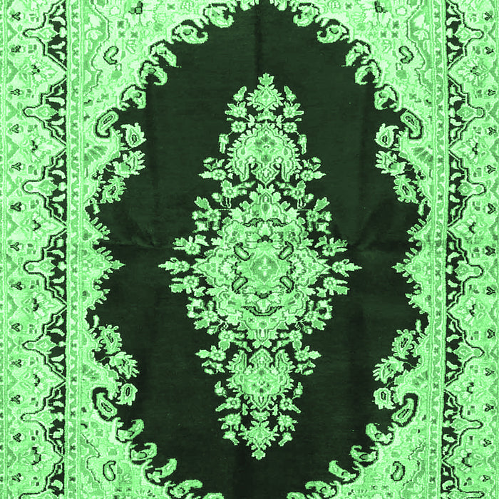 Machine Washable Medallion Emerald Green Traditional Area Rugs, wshtr4085emgrn