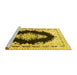 Sideview of Machine Washable Medallion Yellow Traditional Rug, wshtr4085yw