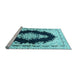 Sideview of Machine Washable Medallion Light Blue Traditional Rug, wshtr4085lblu