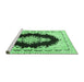 Sideview of Machine Washable Medallion Emerald Green Traditional Area Rugs, wshtr4085emgrn