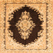 Round Machine Washable Medallion Orange Traditional Area Rugs, wshtr4085org