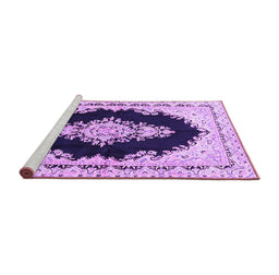 Sideview of Machine Washable Medallion Purple Traditional Area Rugs, wshtr4085pur