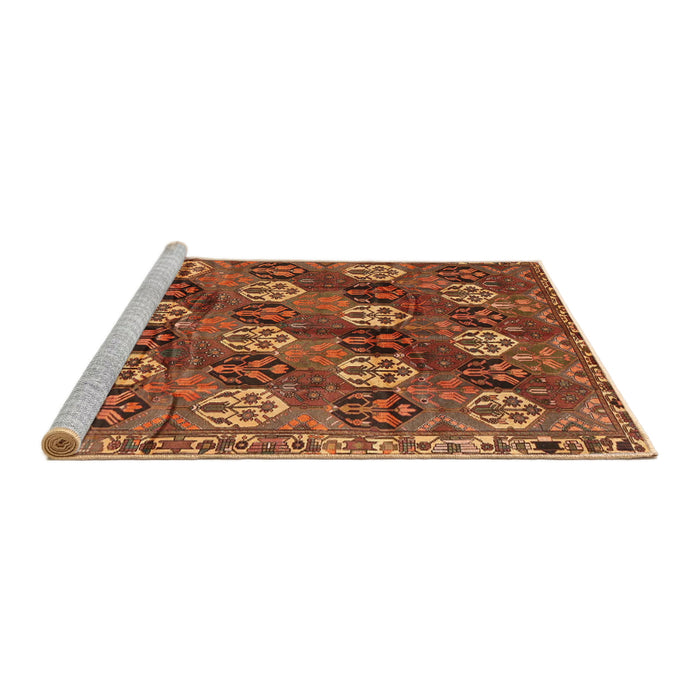 Sideview of Machine Washable Traditional Orange Rug, wshtr4086