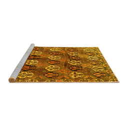 Sideview of Machine Washable Persian Yellow Traditional Rug, wshtr4086yw