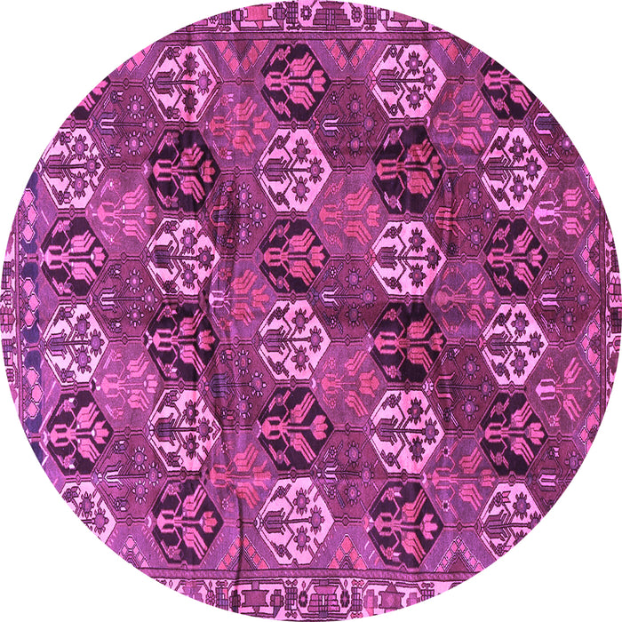 Round Machine Washable Persian Purple Traditional Area Rugs, wshtr4086pur