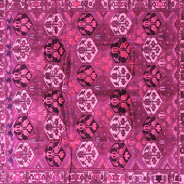 Square Machine Washable Persian Pink Traditional Rug, wshtr4086pnk