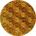 Round Persian Yellow Traditional Rug, tr4086yw