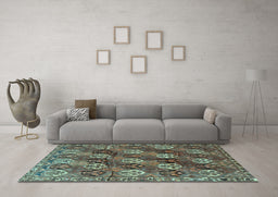 Machine Washable Persian Light Blue Traditional Rug in a Living Room, wshtr4086lblu