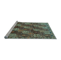 Sideview of Machine Washable Persian Light Blue Traditional Rug, wshtr4086lblu