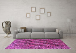 Machine Washable Persian Purple Traditional Area Rugs in a Living Room, wshtr4086pur