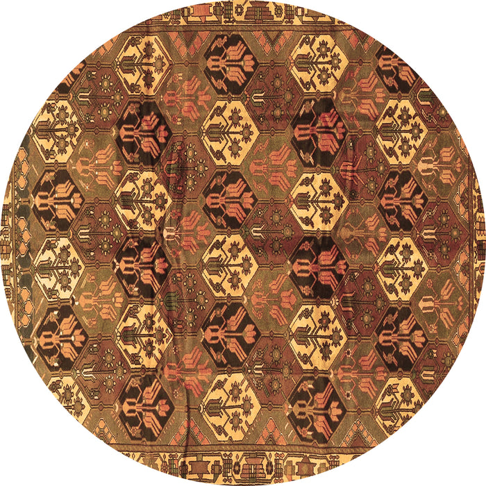 Round Persian Brown Traditional Rug, tr4086brn