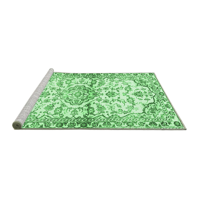 Sideview of Machine Washable Persian Emerald Green Traditional Area Rugs, wshtr4087emgrn