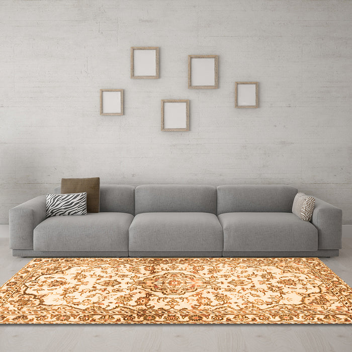 Machine Washable Persian Orange Traditional Area Rugs in a Living Room, wshtr4087org