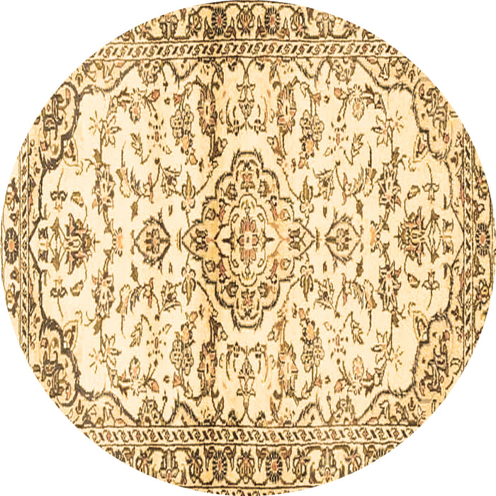 Round Persian Brown Traditional Rug, tr4087brn