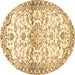 Round Persian Brown Traditional Rug, tr4087brn