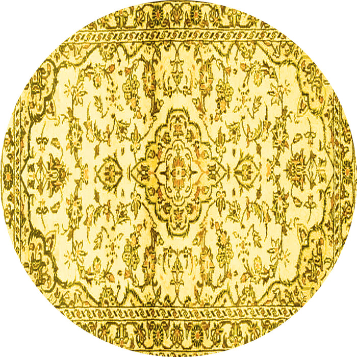 Round Persian Yellow Traditional Rug, tr4087yw