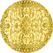 Round Persian Yellow Traditional Rug, tr4087yw