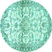 Round Persian Turquoise Traditional Rug, tr4087turq