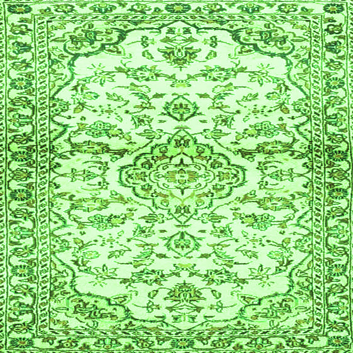 Round Machine Washable Persian Green Traditional Area Rugs, wshtr4087grn