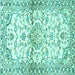 Square Machine Washable Persian Turquoise Traditional Area Rugs, wshtr4087turq