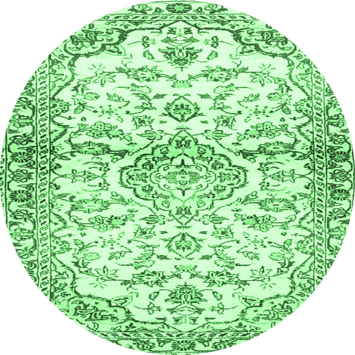Round Persian Emerald Green Traditional Rug, tr4087emgrn