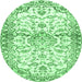 Round Persian Emerald Green Traditional Rug, tr4087emgrn