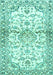 Machine Washable Persian Turquoise Traditional Area Rugs, wshtr4087turq