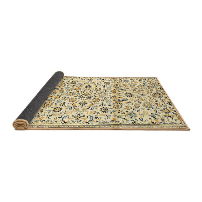 Sideview of Traditional Khaki Gold Persian Rug, tr4088