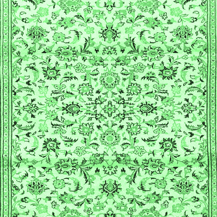 Machine Washable Persian Emerald Green Traditional Area Rugs, wshtr4088emgrn