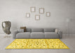 Machine Washable Persian Yellow Traditional Rug in a Living Room, wshtr4088yw