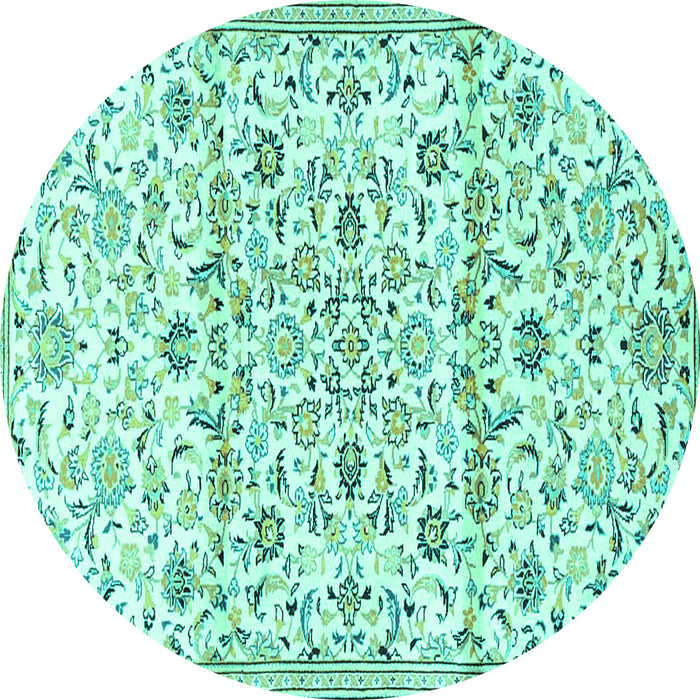 Round Persian Turquoise Traditional Rug, tr4088turq